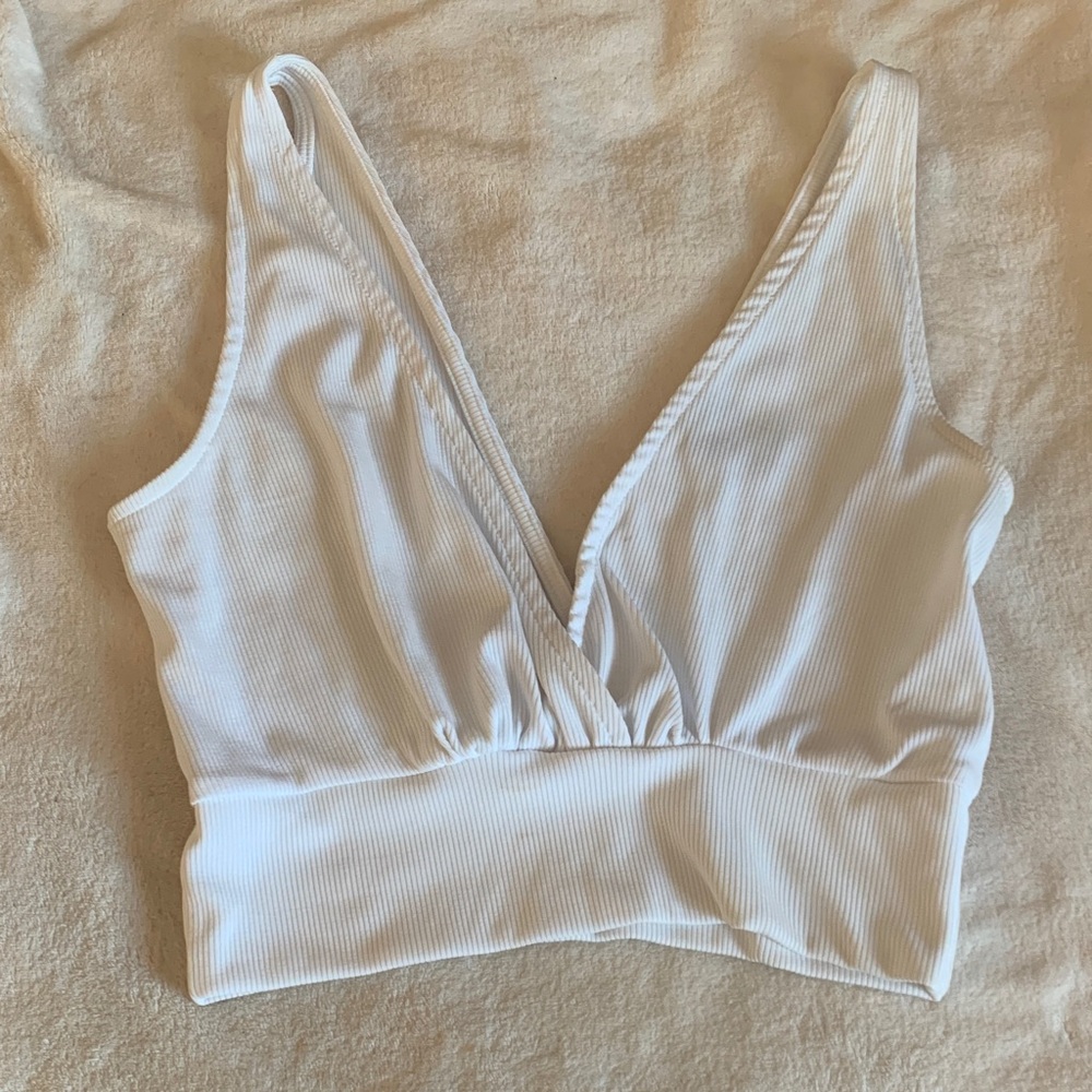 Revamped White Ribbed Crop Top